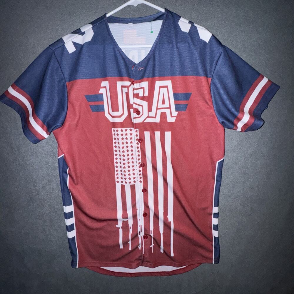 USA Button Up Baseball Jersey Shirt 2nd Amendment XXL Gun Right Greater Half